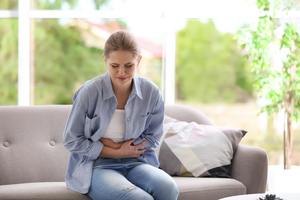 Woman in pain from endometriosis