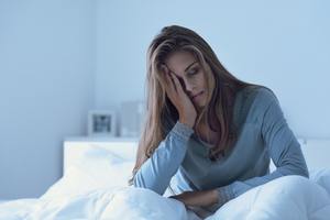 Woman with fatigue from fibroids.