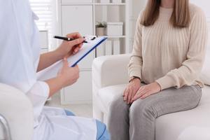 woman getting sti test.