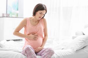 Pregnant woman with stomach pain.